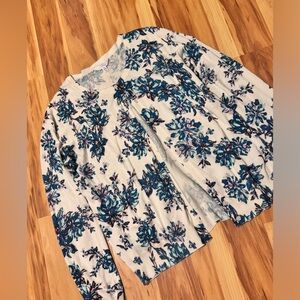 Time and Tru | Floral Sweater Button Up Cardigan